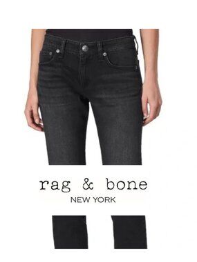 Rag & Bone Dre Low Rise Slim Boyfriend Black Jeans size 30